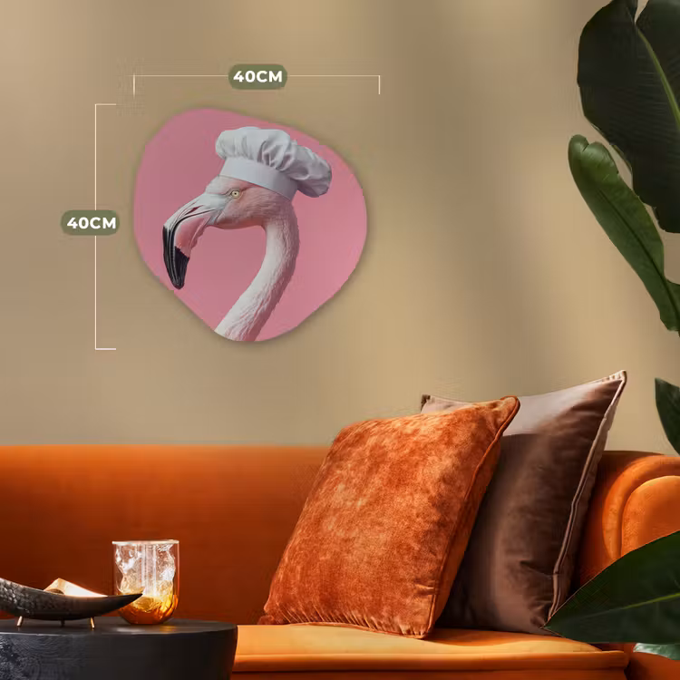 Flamingo - Roze - Koksmuts - Vogel Wandcirkel Organisch Forex 3mm klein -sfeer3