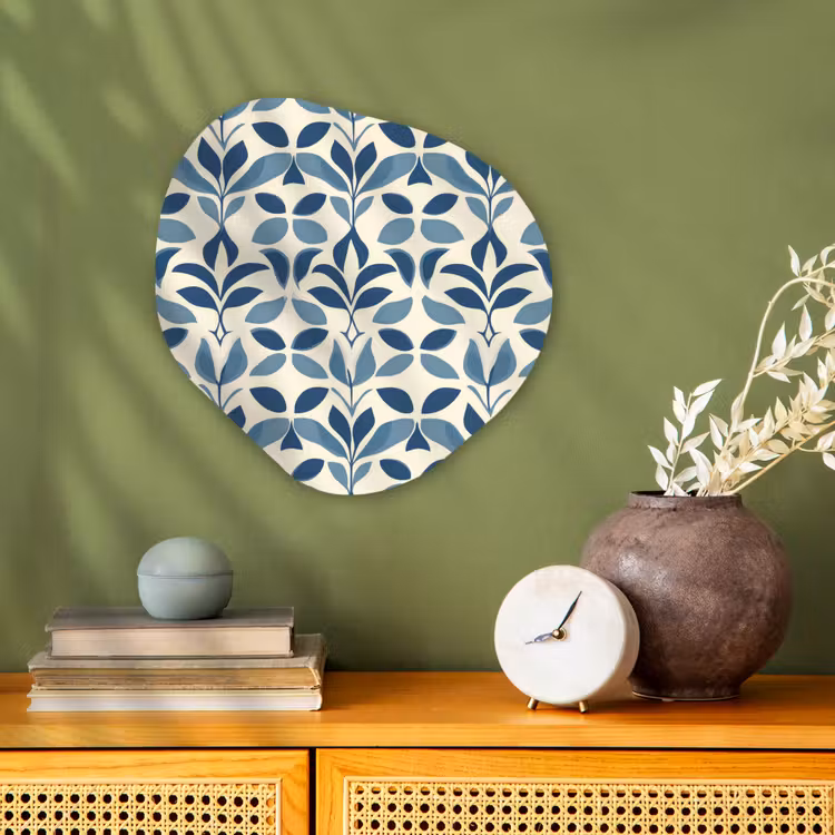 Flora - Modern - Blauw Wandcirkel Organisch Forex 3mm klein 629 -sfeer2
