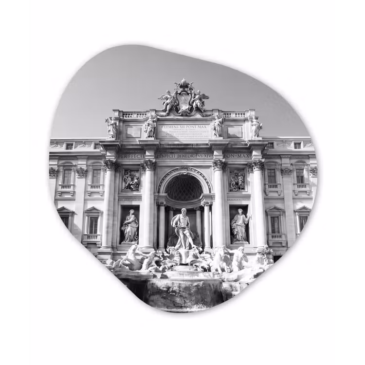 Fontein - Beelden - Architectuur - Zwart-wit Wandcirkel Organisch Forex 3mm klein -3d