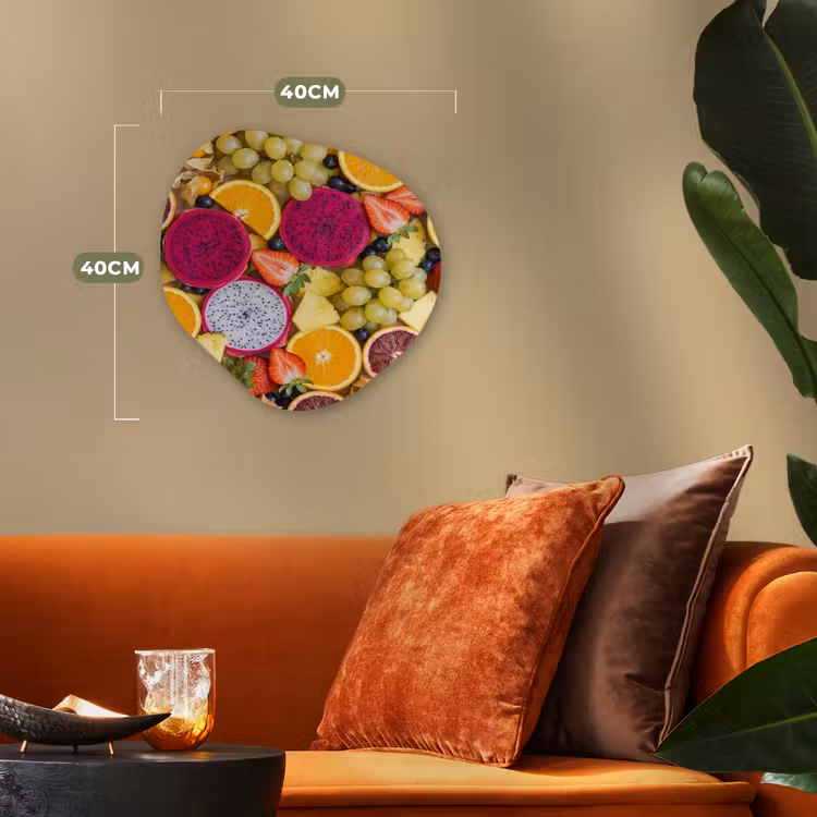 Fruit - Assortiment - Kleurrijk - Gezondheid Wandcirkel Organisch Forex 3mm klein -sfeer3