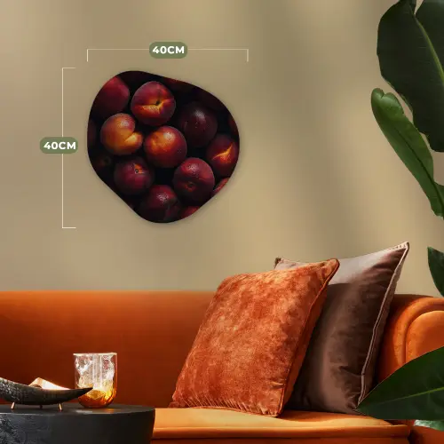 Fruit - Close up - Nectarines Wandcirkel Organisch Forex 3mm klein -sfeer3