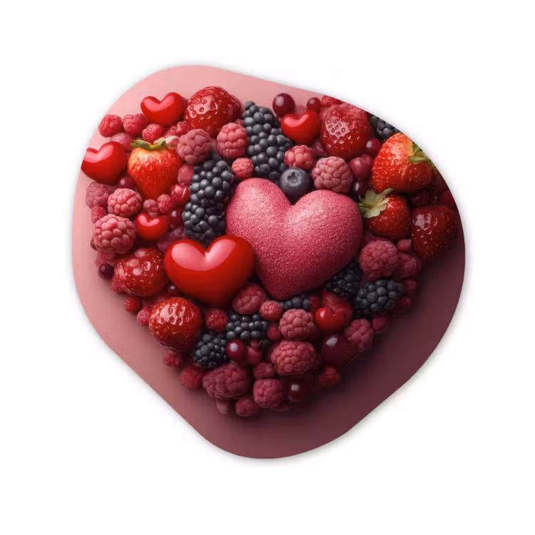 Fruit - Hartjes - Aardbeien - Frambozen - Bosbessen Wandcirkel Organisch Forex 3mm klein -3d
