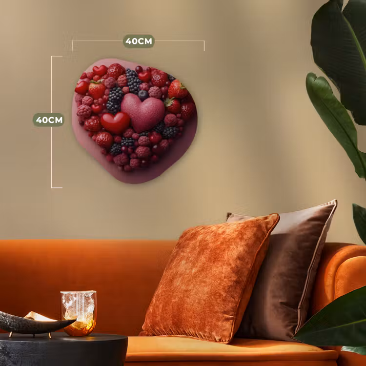 Fruit - Hartjes - Aardbeien - Frambozen - Bosbessen Wandcirkel Organisch Forex 3mm klein -sfeer3