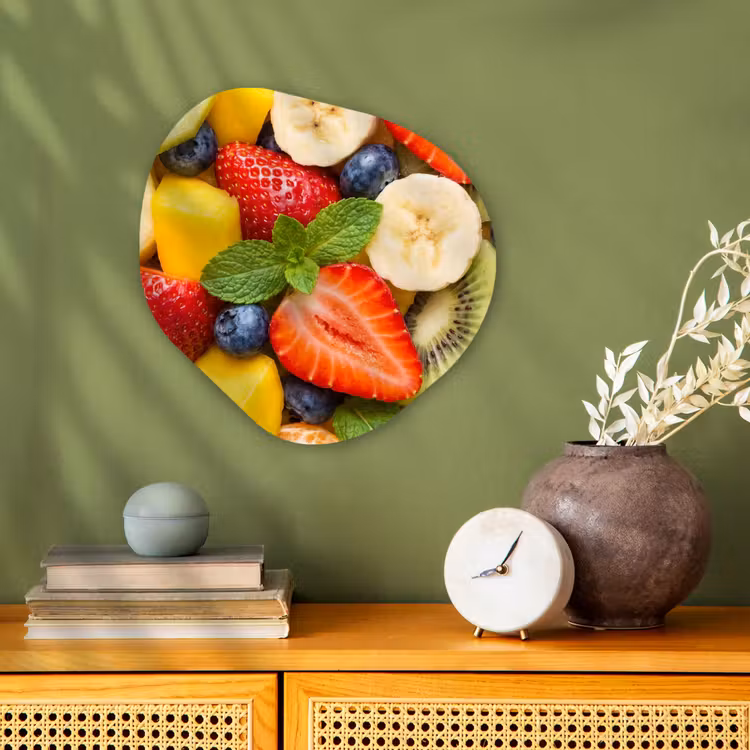 Fruit - Plakjes - Eten - Kleurrijk Wandcirkel Organisch Forex 3mm klein -sfeer2