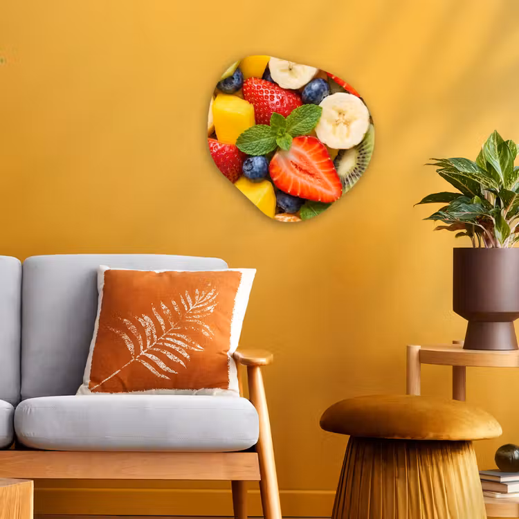 Fruit - Plakjes - Eten - Kleurrijk Wandcirkel Organisch Forex 3mm klein -sfeer4