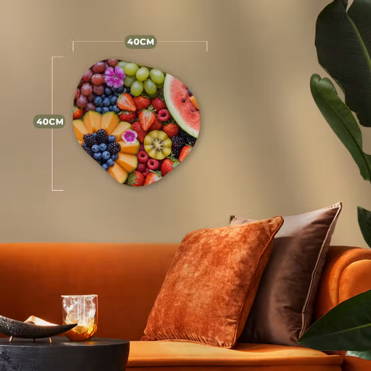 Fruit - Vers - Variatie - Eten - Kleurrijk Wandcirkel Organisch Forex 3mm klein -sfeer3