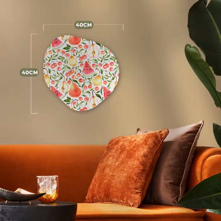Fruit - Watermeloen - Kersen - Peer Wandcirkel Organisch Forex 3mm klein 629 -sfeer3