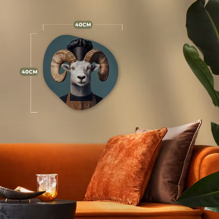 Geit - Hoorns - Kokskleding Wandcirkel Organisch Forex 3mm klein -sfeer3