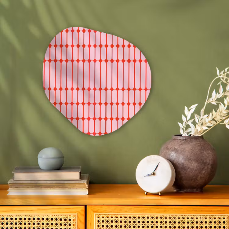 Geometrisch - Minimalistisch - Rood - Roze Wandcirkel Organisch Forex 3mm klein 629 -sfeer2