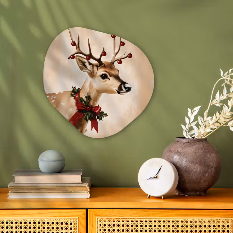 Gewei - Kerst - Rendier - Rood Wandcirkel Organisch Forex 3mm klein -sfeer2