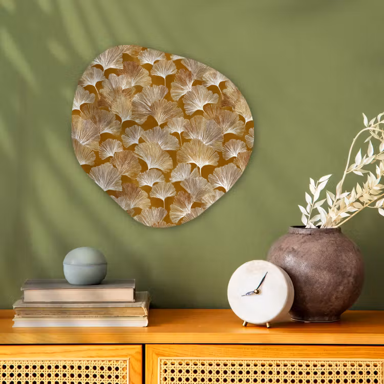 Ginkgo - Bladeren - Goud Wandcirkel Organisch Forex 3mm klein 629 -sfeer2