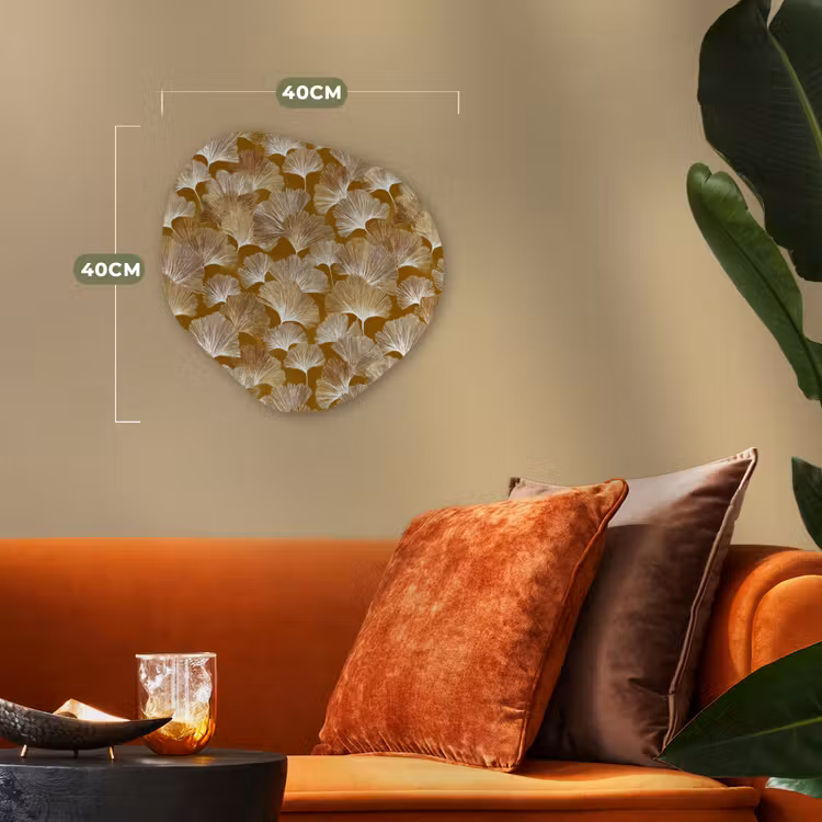 Ginkgo - Bladeren - Goud Wandcirkel Organisch Forex 3mm klein 629 -sfeer3