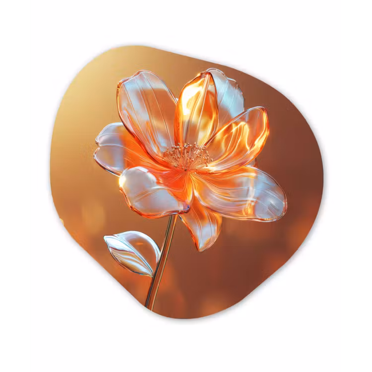 Glazen - Bloem - Zonlicht Wandcirkel Organisch Forex 3mm klein -3d