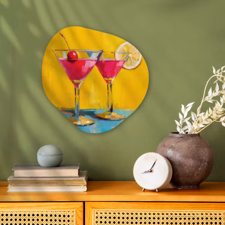 Glazen - Cocktail - Citroen - Kers Wandcirkel Organisch Forex 3mm klein -sfeer2