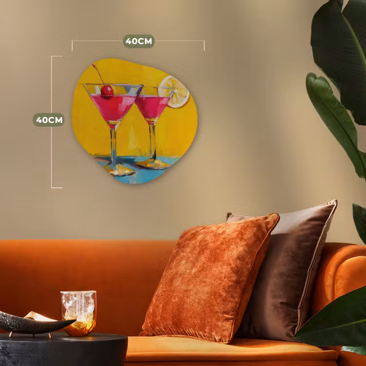 Glazen - Cocktail - Citroen - Kers Wandcirkel Organisch Forex 3mm klein -sfeer3