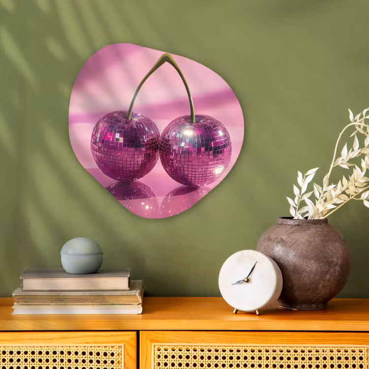 Glitter - Discobol - Roze - Kersen Wandcirkel Organisch Forex 3mm klein -sfeer2
