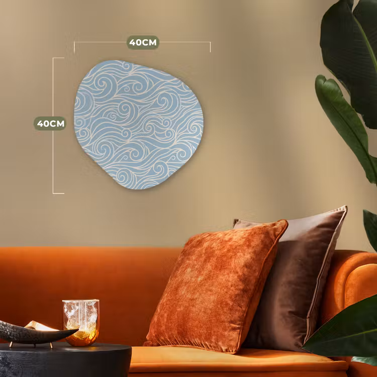 Golf - Abstract - Natuur - Modern - Blauw Wandcirkel Organisch Forex 3mm klein -sfeer3
