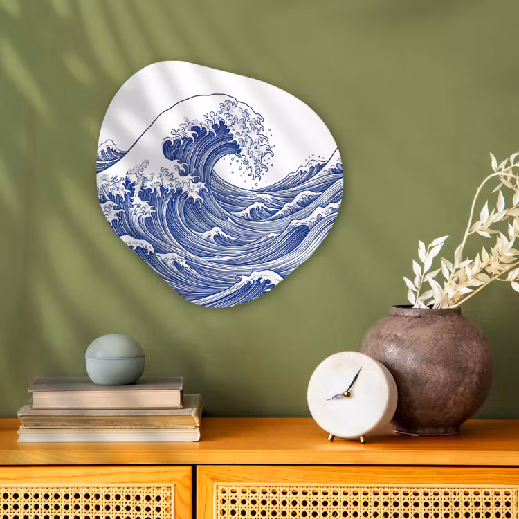Golf - Japans - Zee - Illustratie - Blauw Wandcirkel Organisch Forex 3mm klein -sfeer2