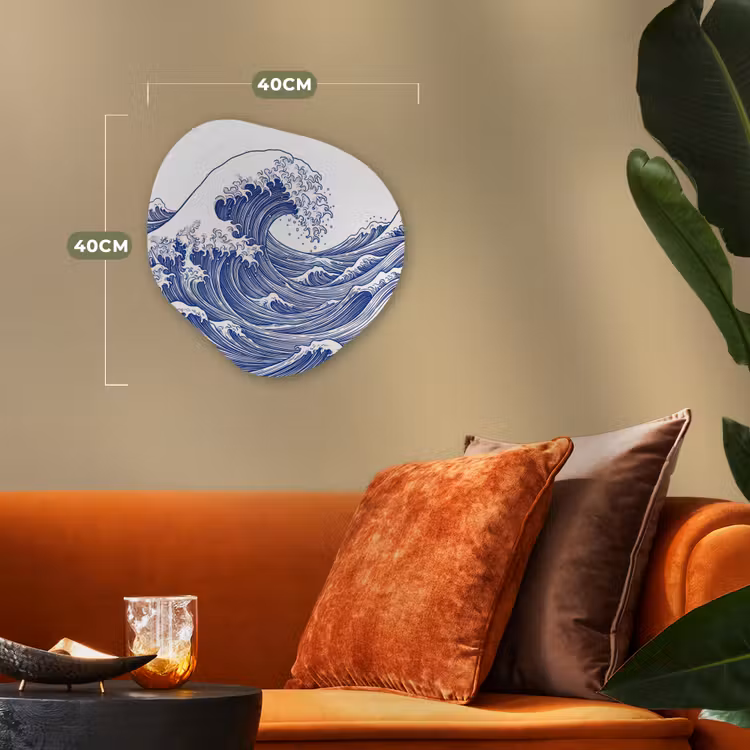 Golf - Japans - Zee - Illustratie - Blauw Wandcirkel Organisch Forex 3mm klein -sfeer3