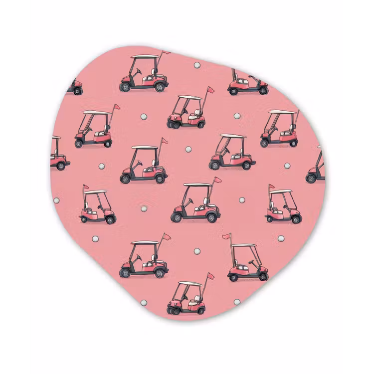 Golfkar - Retro - Roze Wandcirkel Organisch Forex 3mm klein 629 -3d