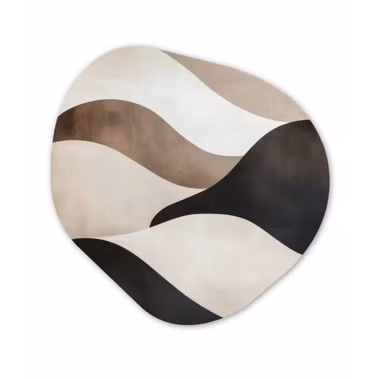 Golven - Abstract - Beige Wandcirkel Organisch Forex 3mm klein -3d