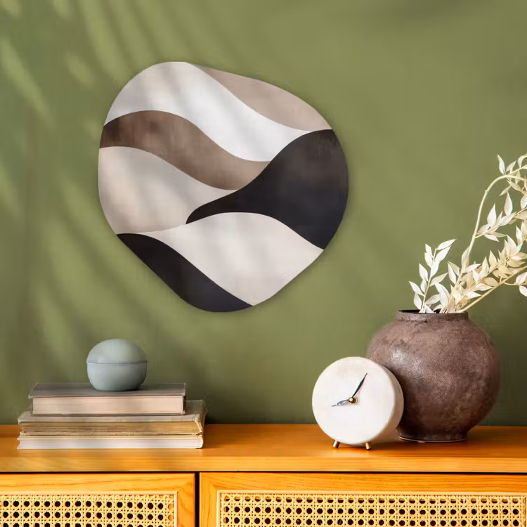 Golven - Abstract - Beige Wandcirkel Organisch Forex 3mm klein -sfeer2