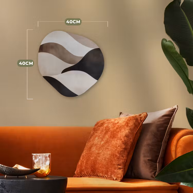 Golven - Abstract - Beige Wandcirkel Organisch Forex 3mm klein -sfeer3