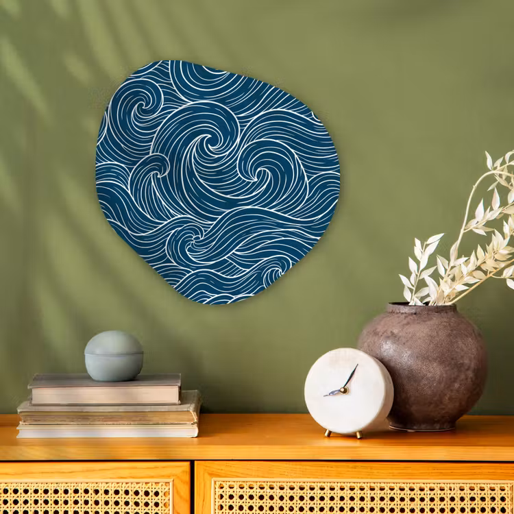 Golven - Spiraal - Water - Abstract - Blauw Wandcirkel Organisch Forex 3mm klein -sfeer2