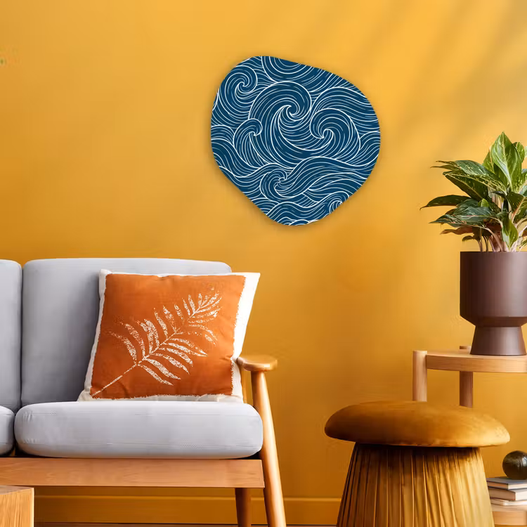 Golven - Spiraal - Water - Abstract - Blauw Wandcirkel Organisch Forex 3mm klein -sfeer4