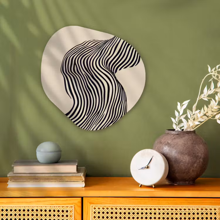 Golvend - Lijnen - Abstract - Silhouet Wandcirkel Organisch Forex 3mm klein -sfeer2