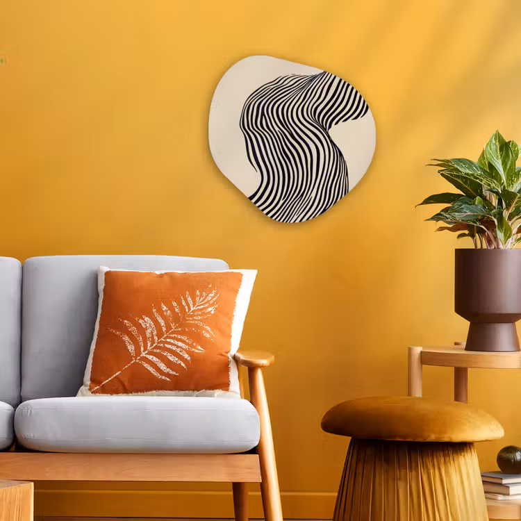 Golvend - Lijnen - Abstract - Silhouet Wandcirkel Organisch Forex 3mm klein -sfeer4