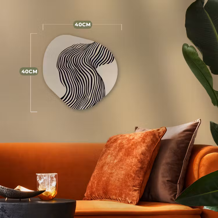Golvend - Lijnen - Abstract - Silhouet Wandcirkel Organisch Forex 3mm klein -sfeer3
