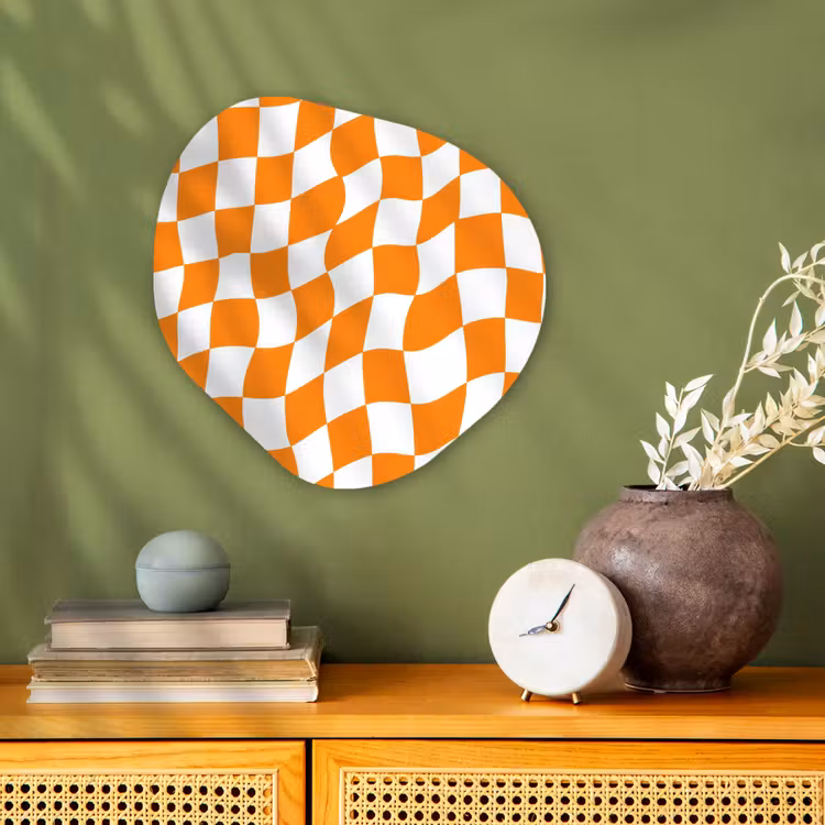 Golvend - Patroon - Oranje Wandcirkel Organisch Forex 3mm klein 629 -sfeer2
