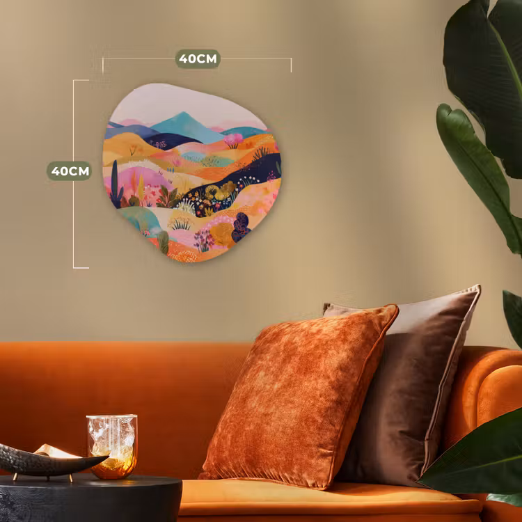 Golvende heuvels - Abstracte planten - Dromerig Wandcirkel Organisch Forex 3mm klein -sfeer3