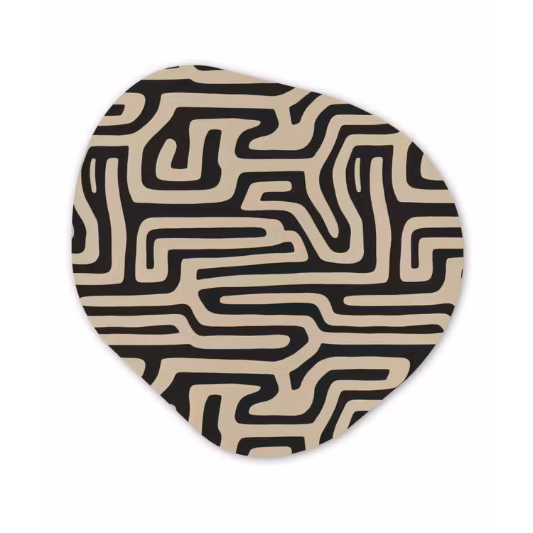 Grafisch - Lijnen - Zwart Wandcirkel Organisch Forex 3mm klein 629 -3d