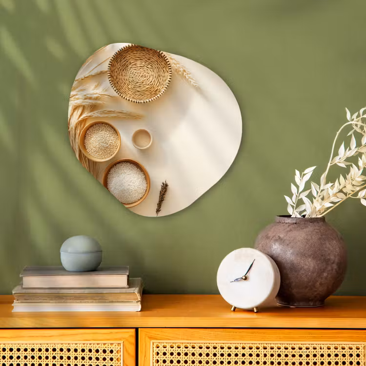 Granen - Hout - Kom - Beige Wandcirkel Organisch Forex 3mm klein -sfeer2