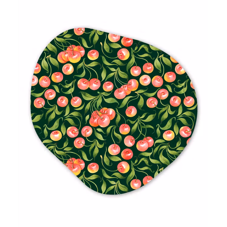 Groen - Rood - Kersen - Bladeren Wandcirkel Organisch Forex 3mm klein 629 -3d
