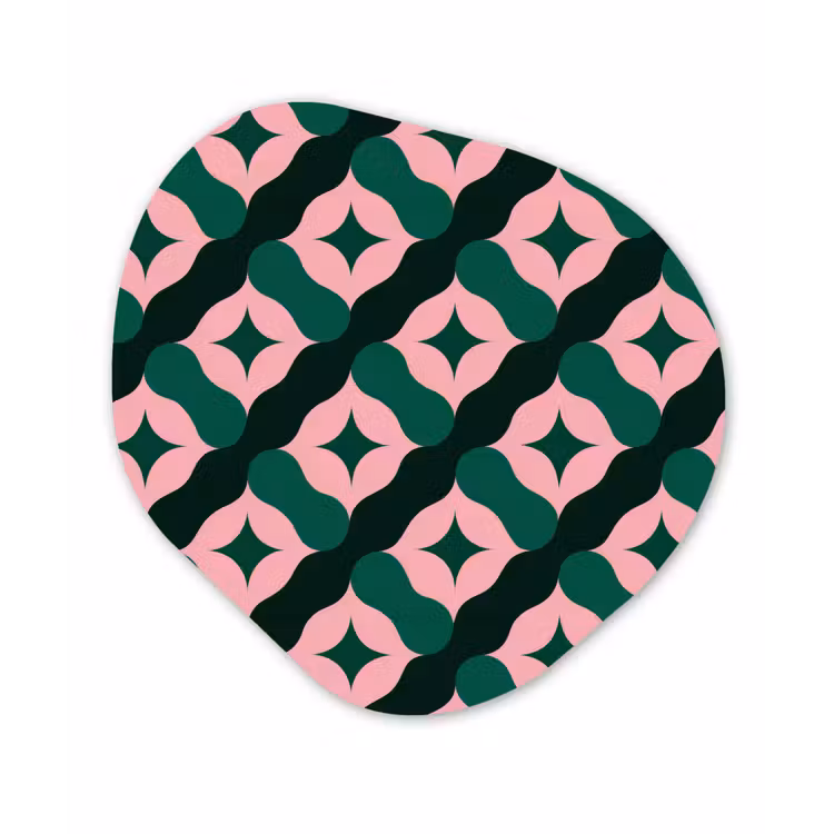 Groen - Roze - Retro - Sterren Wandcirkel Organisch Forex 3mm klein 629 -3d