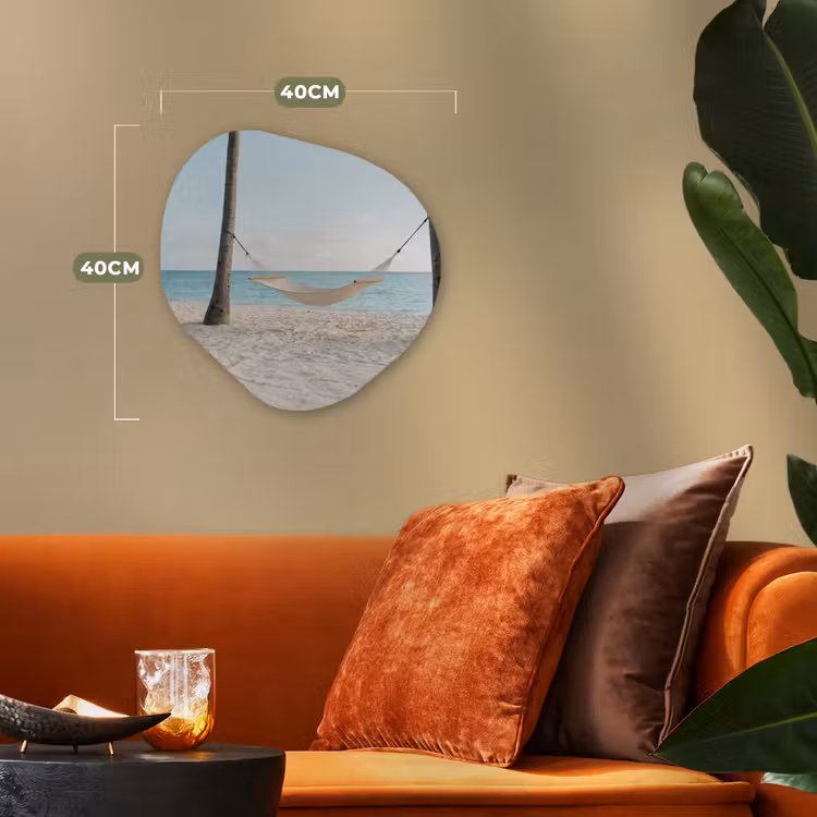Hangmat - Strand - Wit Wandcirkel Organisch Forex 3mm klein -sfeer3