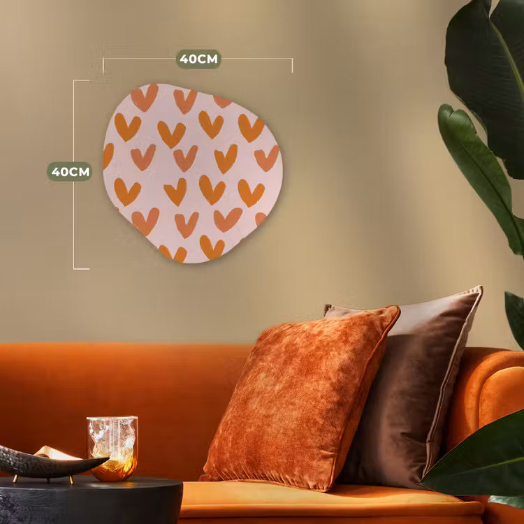 Hartjes - Getekend - Oranje Wandcirkel Organisch Forex 3mm klein 629 -sfeer3