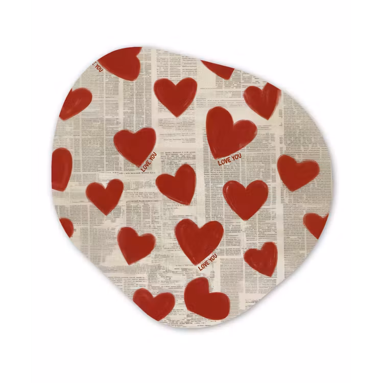 Hartjes - Krant - Loveyou Wandcirkel Organisch Forex 3mm klein -3d