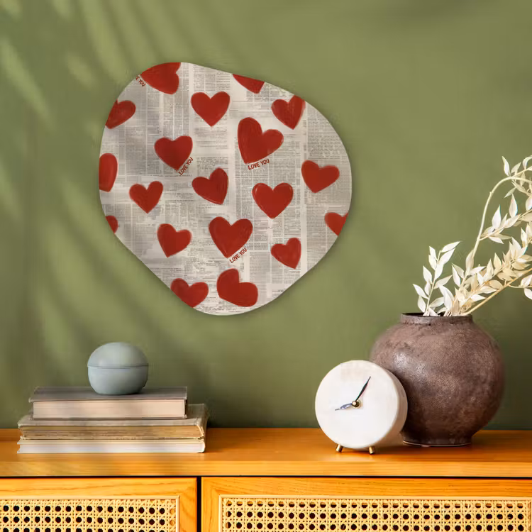 Hartjes - Krant - Loveyou Wandcirkel Organisch Forex 3mm klein -sfeer2