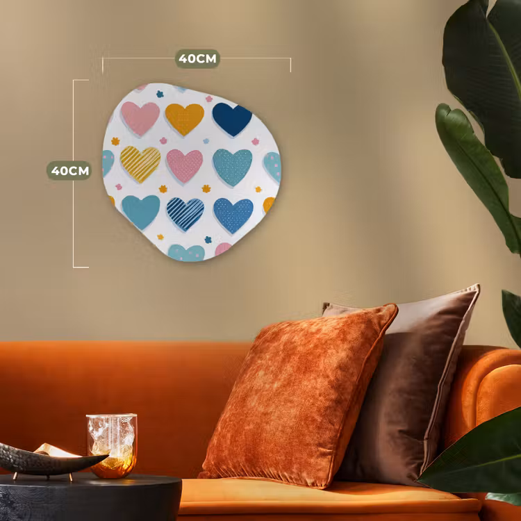 Hartjes - Pastel - Kleurcontrast - Handgetekend Wandcirkel Organisch Forex 3mm klein -sfeer3