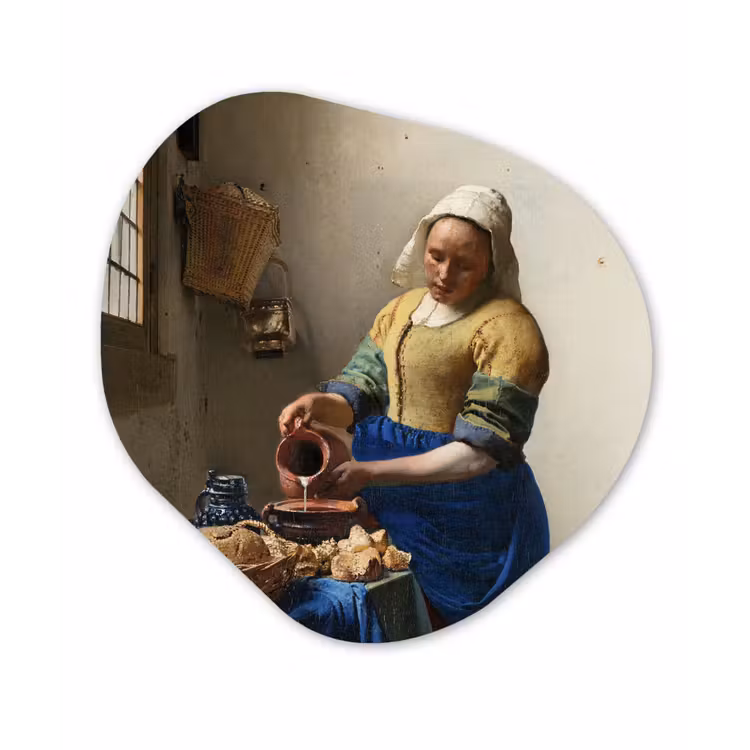 Het melkmeisje - Kunst - Oude meesters - Vermeer Wandcirkel Organisch Forex 3mm klein -3d