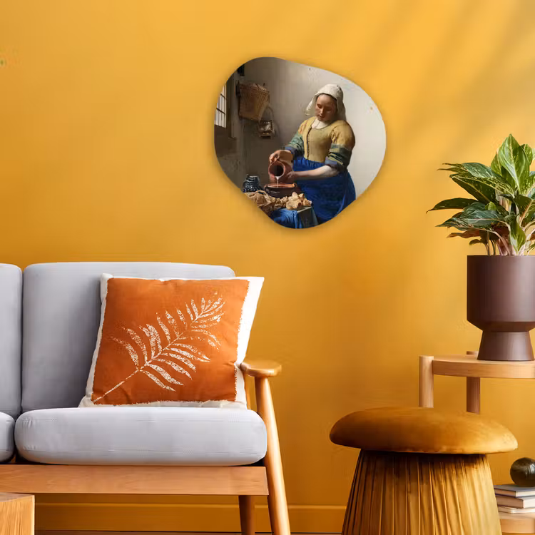 Het melkmeisje - Kunst - Oude meesters - Vermeer Wandcirkel Organisch Forex 3mm klein -sfeer4