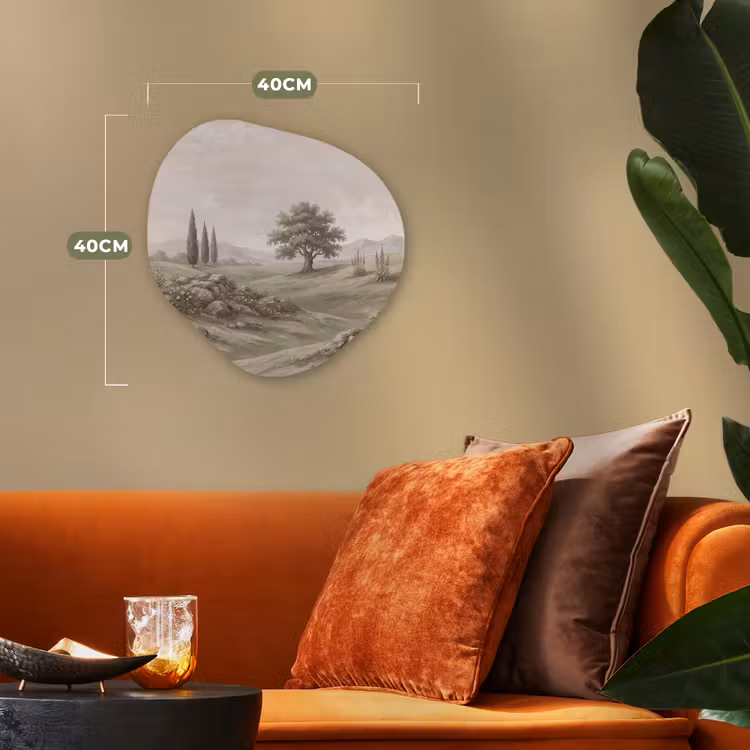 Heuvellandschap - Bomen - Natuur - Groen Wandcirkel Organisch Forex 3mm klein -sfeer3