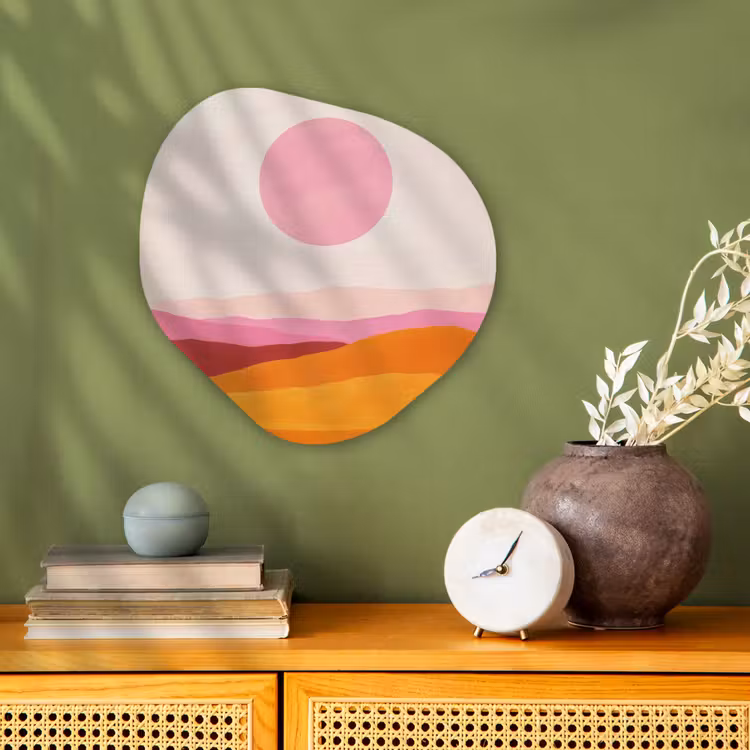 Heuvels - Oranje - Zon - Abstract Wandcirkel Organisch Forex 3mm klein -sfeer2