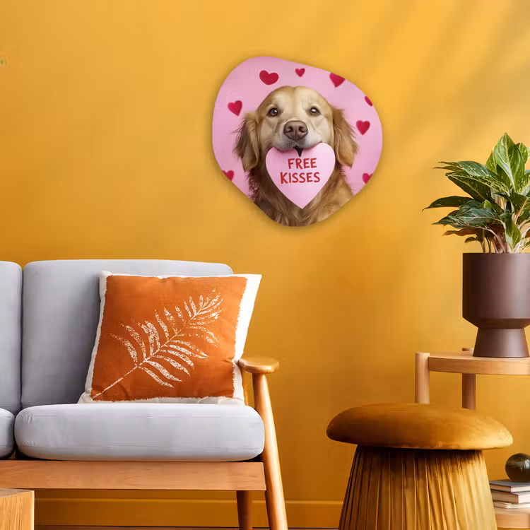 Hond - Kiss- Valentijn - Hartjes Wandcirkel Organisch Forex 3mm klein -sfeer4