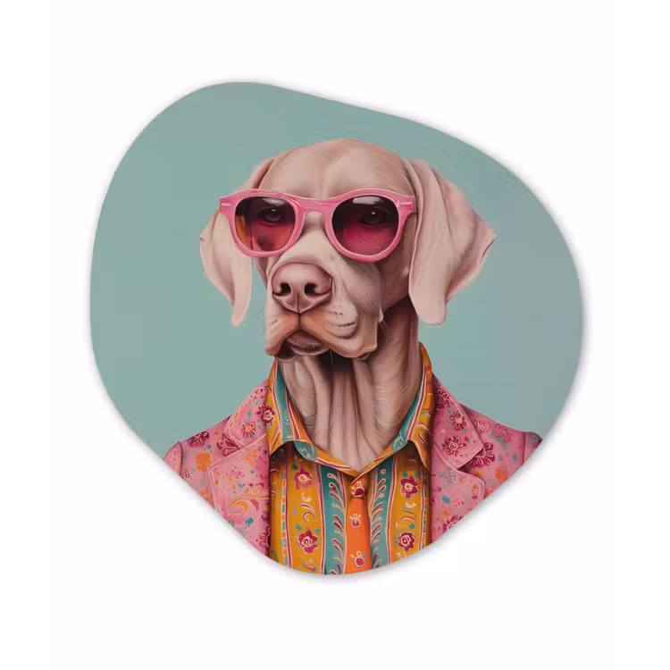 Hond - Overhemd - Bloemen - Bril Wandcirkel Organisch Forex 3mm klein -3d