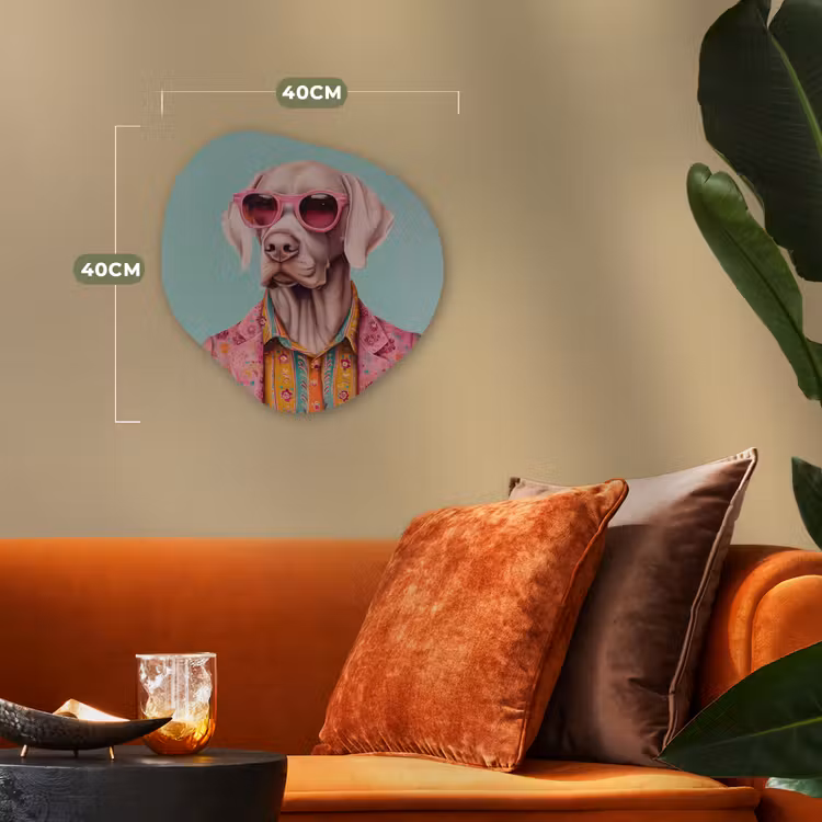 Hond - Overhemd - Bloemen - Bril Wandcirkel Organisch Forex 3mm klein -sfeer3